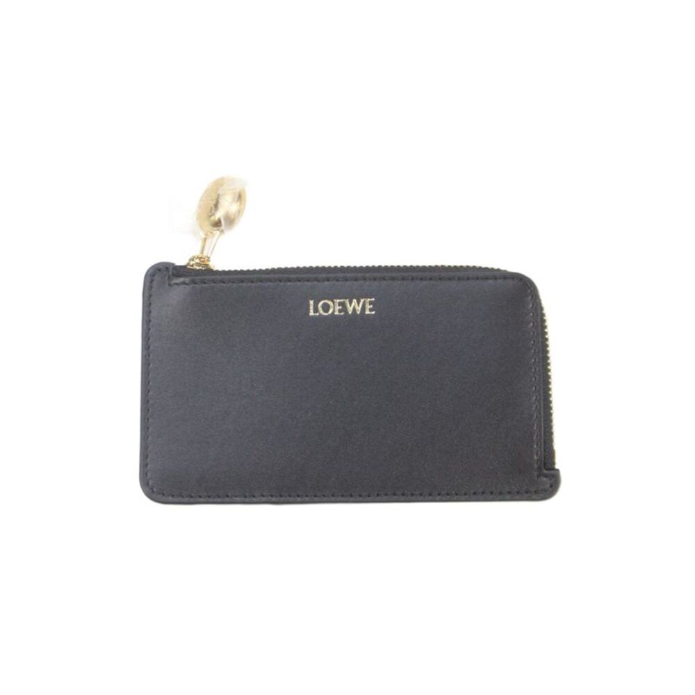 Loewe Womens Leather Zipped Pebble Coin Cardholder Black